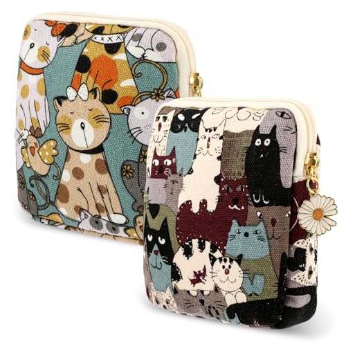 Cobee Tampon Aufbewahrung, 2 Stück Damenbinden Aufbewahrungstasche mit Reißverschluss Niedliche Gänseblümchen Perioden Binden Tasche Slipeinlagen Box Geldbörse für Frauen Teenager von Cobee