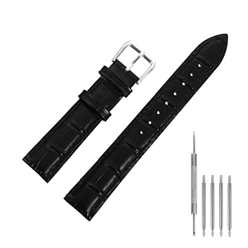 cobee 18 mm Leder-Uhrenarmbänder, weich, schwarz, Alligator-Prägung, Ersatz-Uhrenarmband für Damen und Herren, Smartwatch-Armbänder, Sportuhren, Armbandverschluss, Leder Armbänder von cobee