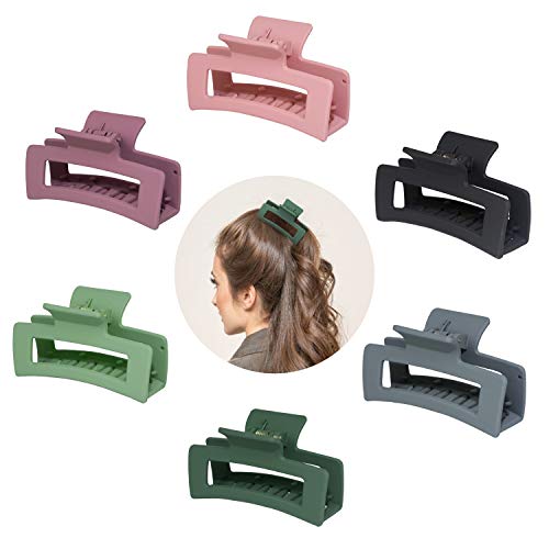 Haarklauenclips, 6PCS Strong Hold Rechteck-Haarspangen Matte einfarbige Haarbackenklemme Rutschfeste Haarstyling-Accessoires für Frauen Mädchen Dünnes, dickes Haar Haarklauenclips, 6PCS Strong Hold Rechteck-Haarspangen Matte einfarbige Haarbackenklemme Rutschfeste Haarstyling-Accessoires für Frauen Mädchen Dünnes, dickes Haar von cobinaan