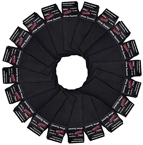 10 Paar unifarbige Herren oder Damen Socken ohne Gummi handgekettelt Grössen 35 bis 50 lieferbar, Schwarz, 35/38 von cocain