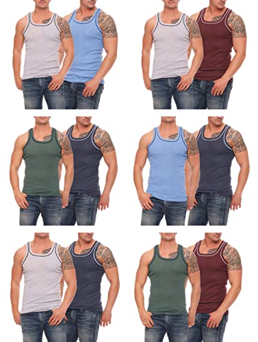 Cocain underwear 12 Stück dunkelfarbige Herren-Unterhemden Vollachsel Achselhemden super weich Feinripp Gr. 6XL vollachselunterhemd Unterhemd Herren von Cocain underwear