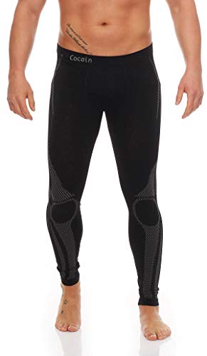 2 Stück Lange Herren-Thermo Unterhosen, Grösse L/ XL schwarz/grau, Skiunterhose, Funktionsunterwäsche, innen angeraut erstklassige Optik atmungsaktives Material gute Wärmeisolation ohne störende Nähte von Cocain underwear