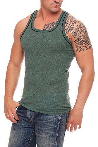 4 Stück Unterhemden Gr 10 - Pack 3 - hellgrau/dunkelblau - grün/Bordeaux Herren Shirt schwarz Shirt Baumwolle männer Sport farbige Tank-Tops feinripp XXXXL Herren bunt Schiefer May Mey Baumw. normani von Cocain underwear