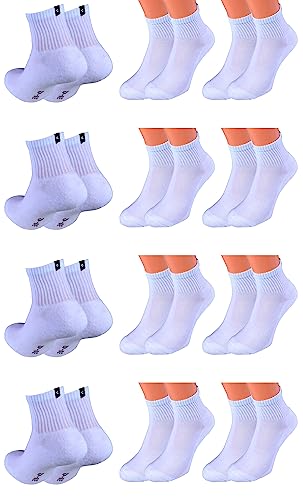 6 oder 12 Paar Sport-Sneakers oder Kurz-Socken mit Frotteesohle Marke Cocain in schwarz und weiß für Damen und Herren (39-42, 12 Paar Weiße Kurzsocken) von Cocain underwear