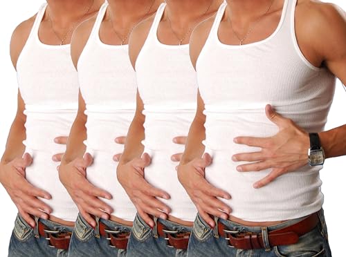 Cocain underwear 4 Herren Unterhemden, Achselhemd, 100% Baumwolle, weiß, FEINRIPP Gr.7/XL Kochfest, Trocknergeeignet herrenunterwäsche Axel Shirt schirt trägershirt Tank Shirt ärmellose t Shirts von Cocain underwear