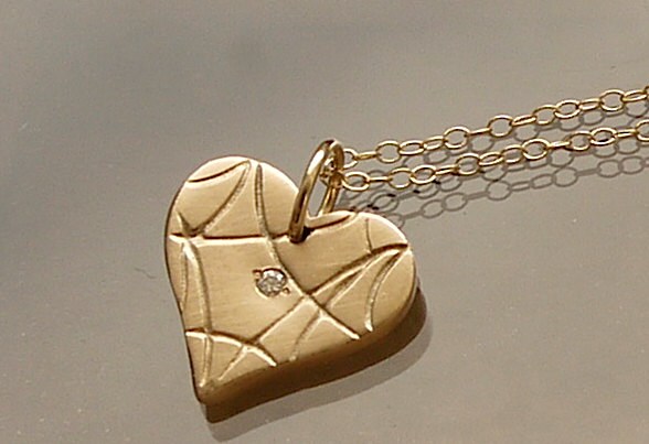 Diamant Herz Halskette in 10 Gelbgold Diamant Herz Halskette in 10 Gelbgold von cocobijouxco