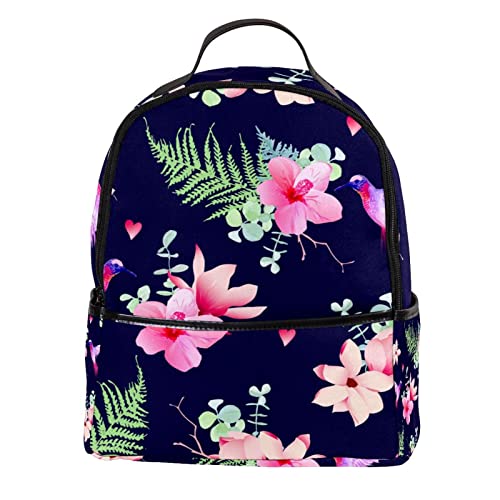 Navy Tropical Flowers and Hummingbird Lightweight Backpack for College Travel School Bookbag Casual Daypack for Men and Women, mehrfarbig, One size Navy Tropical Flowers and Hummingbird Lightweight Backpack for College Travel School Bookbag Casual Daypack for Men and Women, mehrfarbig, One size von cocochoice