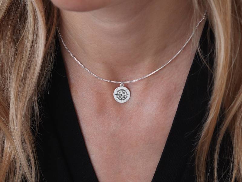 Kompass Halskette Für Frauen in Sterling Silber von cocollaArt