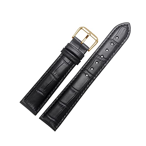 12mm-24mm bunter echtes Leder-eleganter Armband Ersatz Krokodil-Korn-Pin-Haken-Uhrenarmband mit Quick Release-Frühlings-Stab, Schwarz, 12mm von cocolook