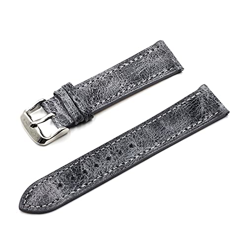 18mm/20mm/22mm/24mm Männer Retro-echtes Leder-Uhrenarmband-Ersatz-Uhrenarmband-Armbänder mit Installationswerkzeuge, Grau, 20mm von cocolook