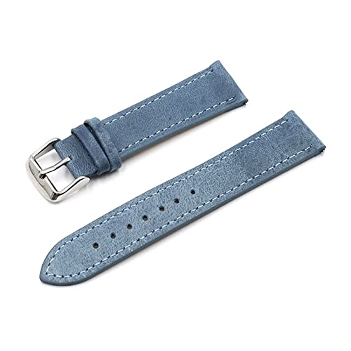 18mm/20mm/22mm/24mm Männer Retro-echtes Leder-Uhrenarmband-Ersatz-Uhrenarmband-Armbänder mit Installationswerkzeuge, Hellblau, 20mm von cocolook