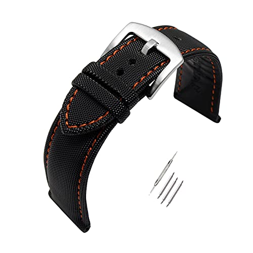 20/21/22/23/24mm Herren Classic Nylon Lederband Pin-Haken Wasserdicht Verschleißfeste Armband Armbänder Zubehör, 23mm von cocolook