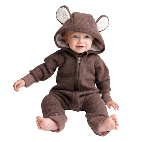 cocoome Wollwalk Overall Baby | Wollwalk Tiere | made in EU | Walkoverall Baby und Kleinkind aus 100% Schurwolle | mit Reißverschluss | Baby Overall Winter | Baby Walker | Overall mit Ohren von cocoome