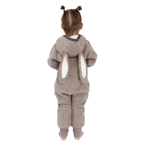 cocoome Wollwalk Overall Baby | Wollwalk Tiere | made in EU | Walkoverall Baby und Kleinkind aus 100% Schurwolle | mit Reißverschluss | Baby Overall Winter | Baby Walker | Overall mit Ohren von cocoome