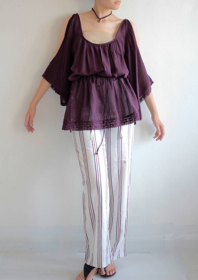 Kimmy... Tunika Mit Spitzenbesatz, Lavendel, Seidenmischgewebe | Universalgröße Passend Für M-xl von cocoricooo