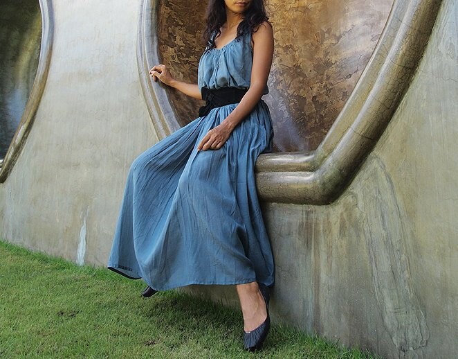 Langes Kleid/Mixed Seidenkleid Ärmelloses | 1196 in Allen Farben | Eine Größe von cocoricooo