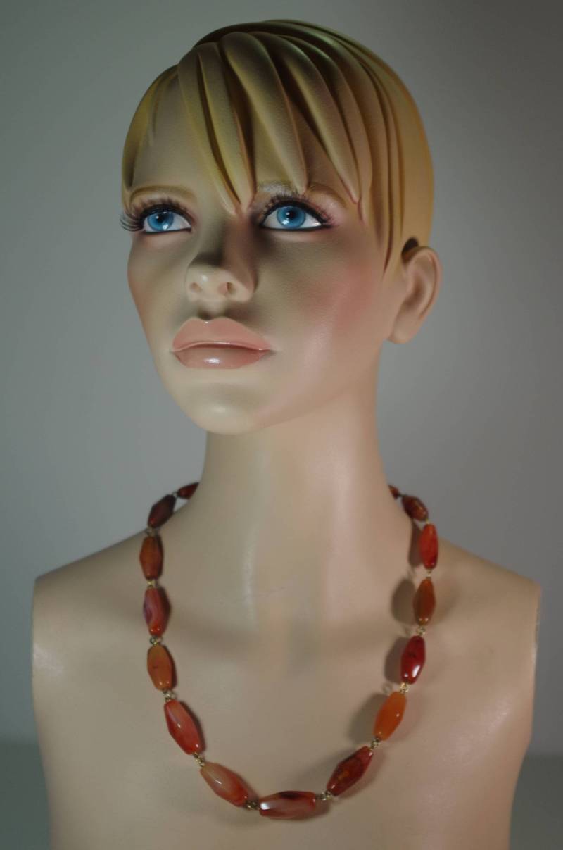 Vintage 1950 Echt Horn Perlen Lange Halskette Jugendstil von cocotteminute