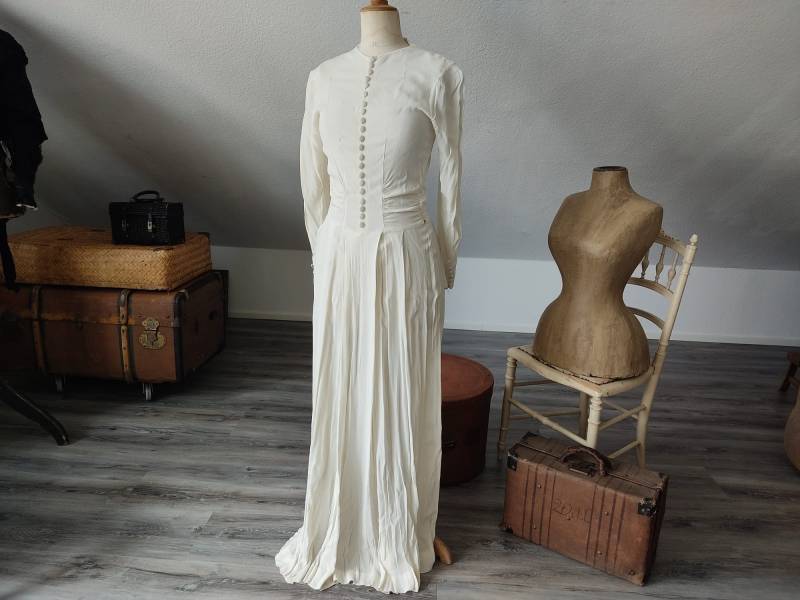 Antikes True Vintage Kleid Offwhite Damenkleid 20Er 30Er 40Er Jahre Fliessender Stoff Boudoir Bohemian French Shabby Chic Im Stile Jdl von coerdefleur