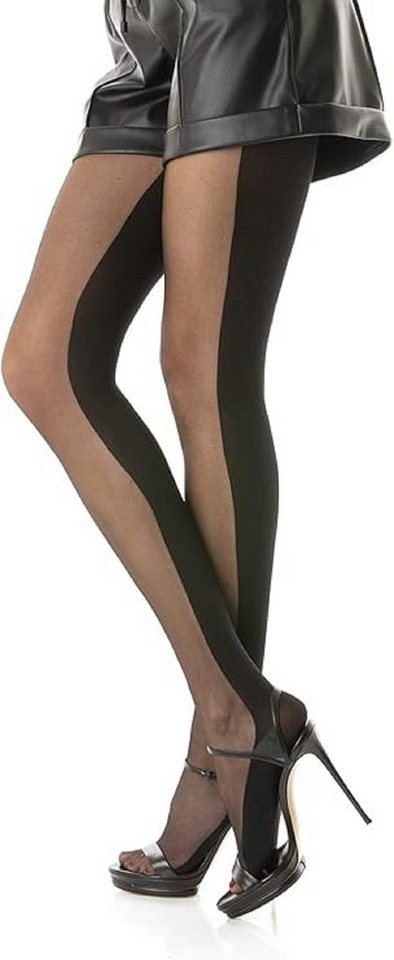 cofi1453 Feinstrumpfhose Damen Strumpfhose mit Muster Langstreifen Nero Frauen 40 DEN von cofi1453