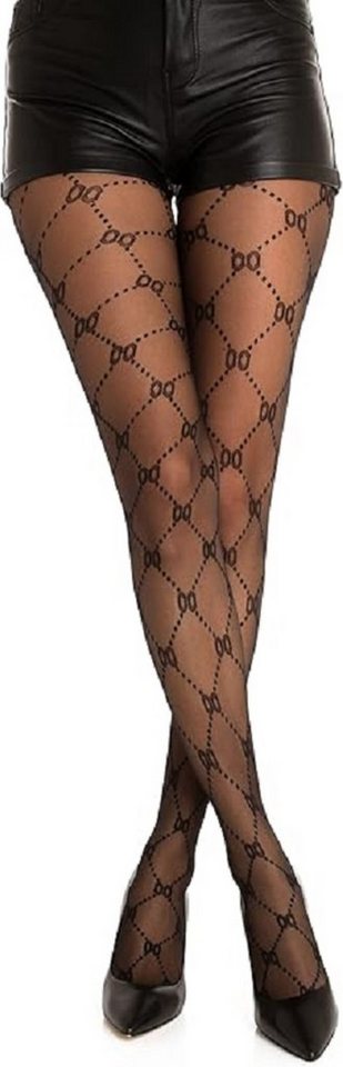 cofi1453 Feinstrumpfhose Damen Strumpfhose mit Muster Nero Frauen Hose Socken 40 DEN schwarz von cofi1453