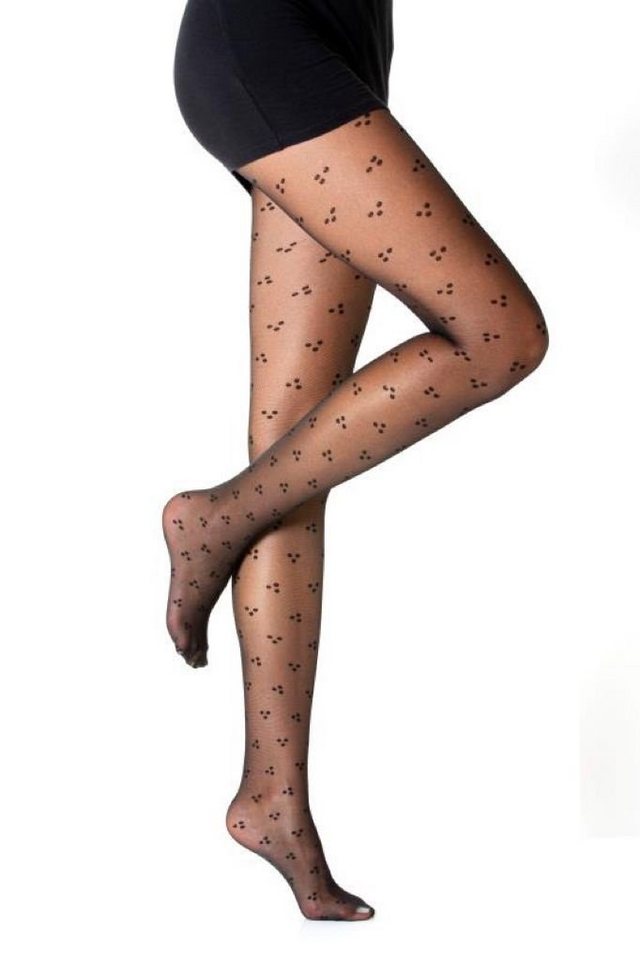 cofi1453 Feinstrumpfhose Damen Strumpfhose mit Muster Nero Frauen Hose Socken 40 DEN schwarz von cofi1453