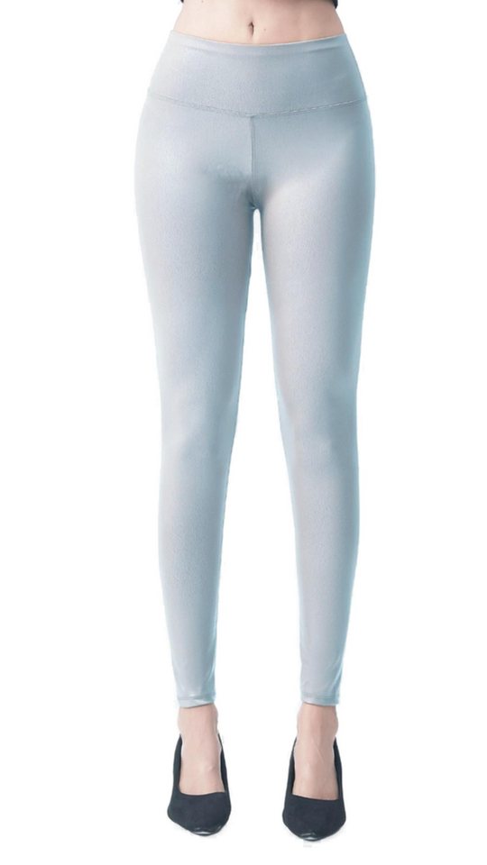 cofi1453 Leggings Damen Lederhose Latex Leggings Lederimität Jeggings von cofi1453