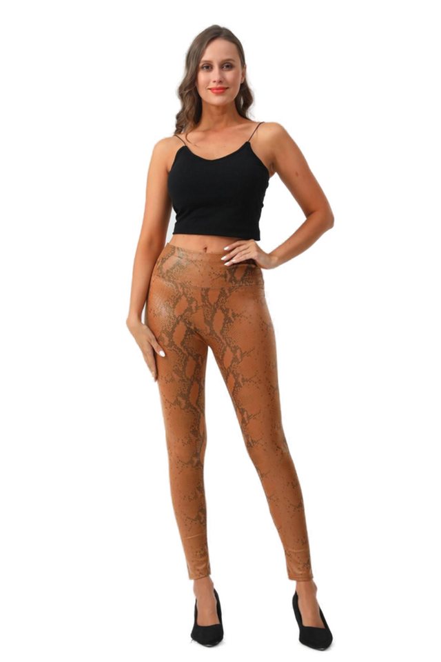 cofi1453 Leggings Damen Lederhose Leggings Lederimität Jeggings Hohe Taille Leder von cofi1453