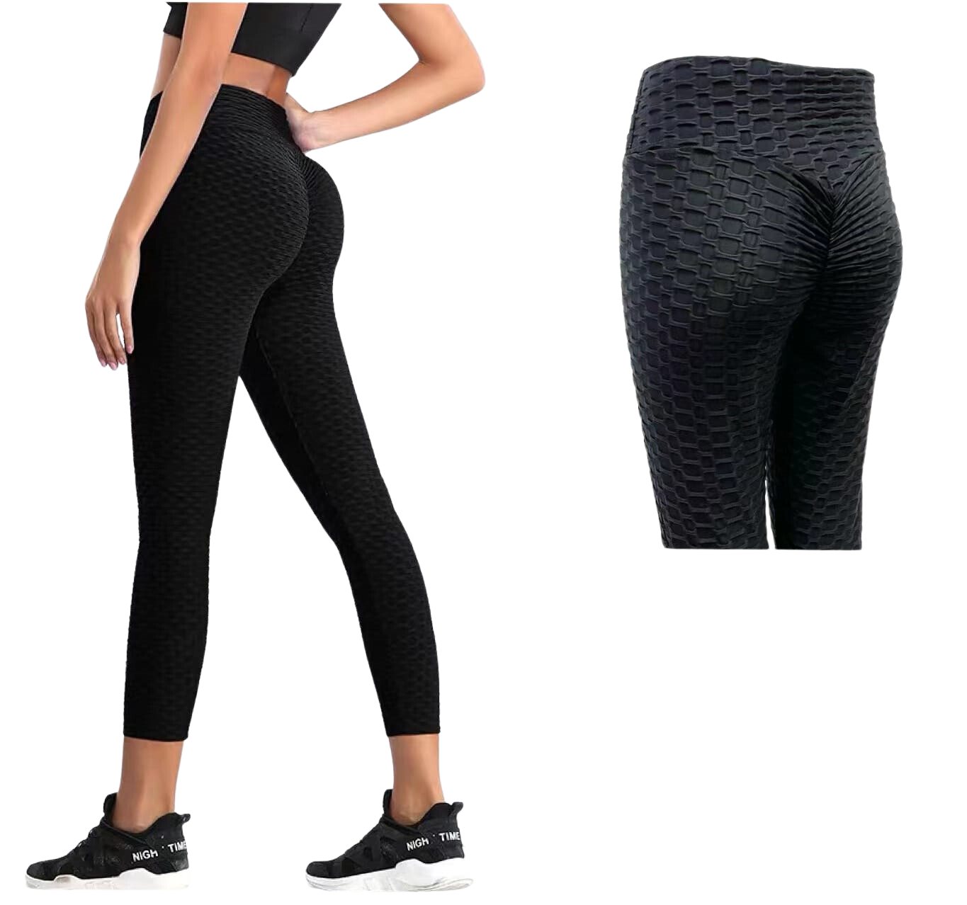 cofi1453 Leggings Damen Leggings Geraffte Hintern Heben Hohe Taille Push Up Boom Booty von cofi1453