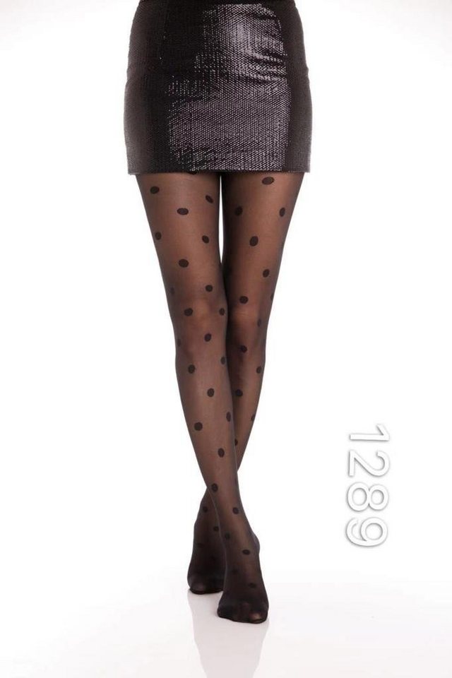 cofi1453 Leggings Damen Strumpfhose durchsichtig mit Punkten Baumwollzwickel von cofi1453