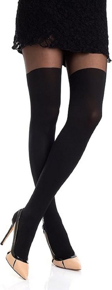 cofi1453 Overknee-Strumpfhose Damen Strumpfhose mit Overknees Effekt Muster 40-/120 DEN von cofi1453