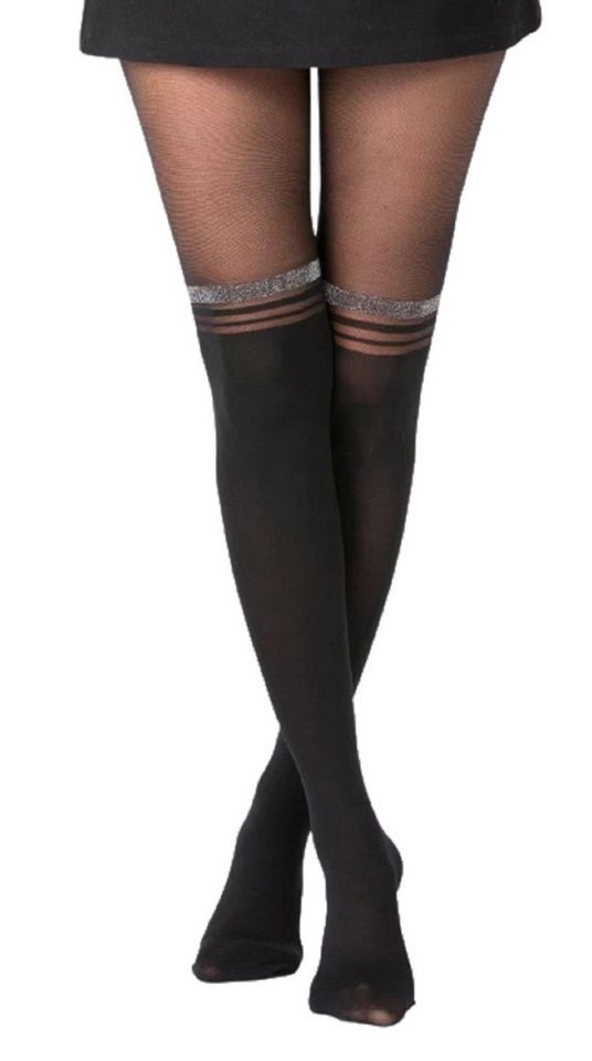 cofi1453 Overknee-Strumpfhose Strumpfhose mit Overknees Effekt Blickdicht Muster 40/120 DEN von cofi1453