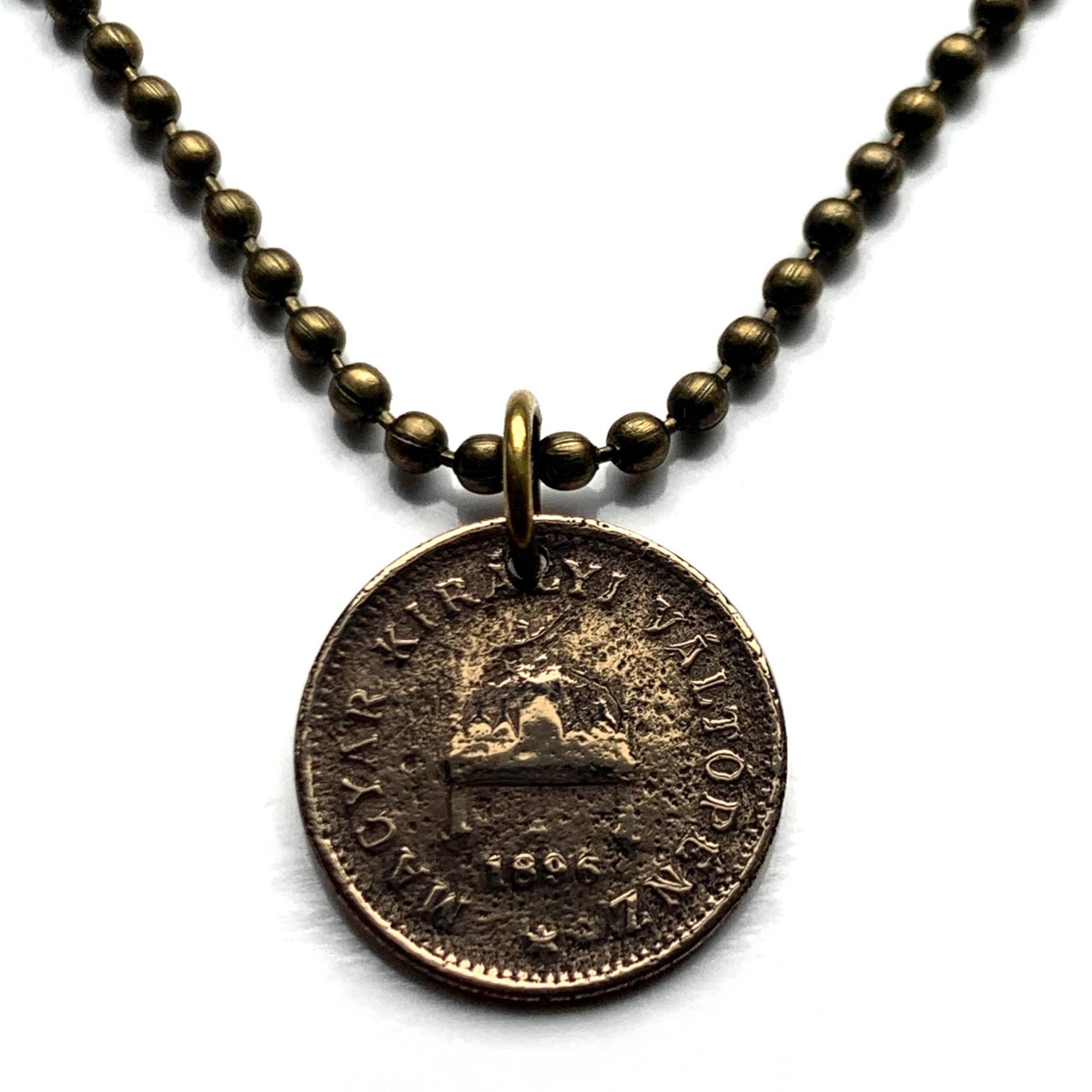 1896 Ungarn Magyar 1 Füller Münzanhänger Heiliger Stephan Heilige Krone Szent Korona Budapest Debrecen Szeged Miskolc Pécs Gyor Gellert N000395 von coinedJEWELRY