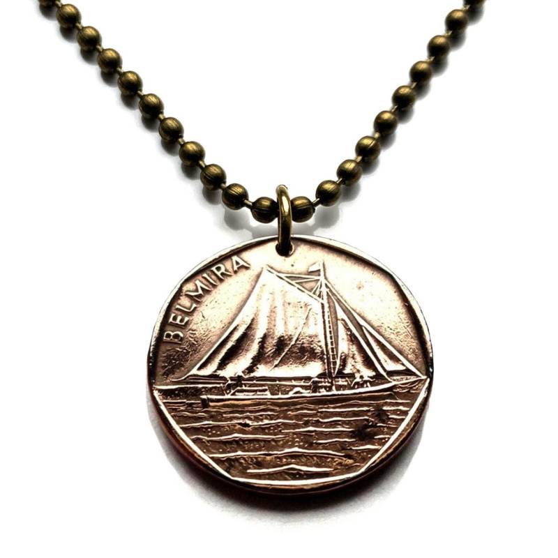 1994 Kap Verde Cabo 5 Escudos Münzanhänger Belmira Segelboot Schiff Meere Praia Santiago Fogo Brava Sao Vincente Westafrika N000705 von coinedJEWELRY