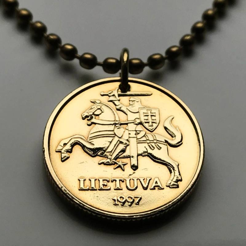 2008 Litauen Lietuva 20 Centu Münze Anhänger Vytis Pferd Gepanzerter Ritter Vilnius Vityaz Marijampolė Jonava Utena Curonian Samogitia N001104 von coinedJEWELRY