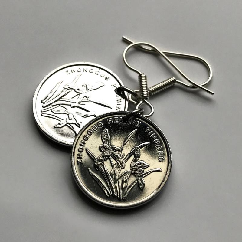 2012 China Prc 1 Jiao Münze Ohrhänger Orchidee Blüte Blume Peking Hanong Chongqing Chengdu Nanchong Shaoxing Blumen Pflanze Garten E000084 von coinedJEWELRY