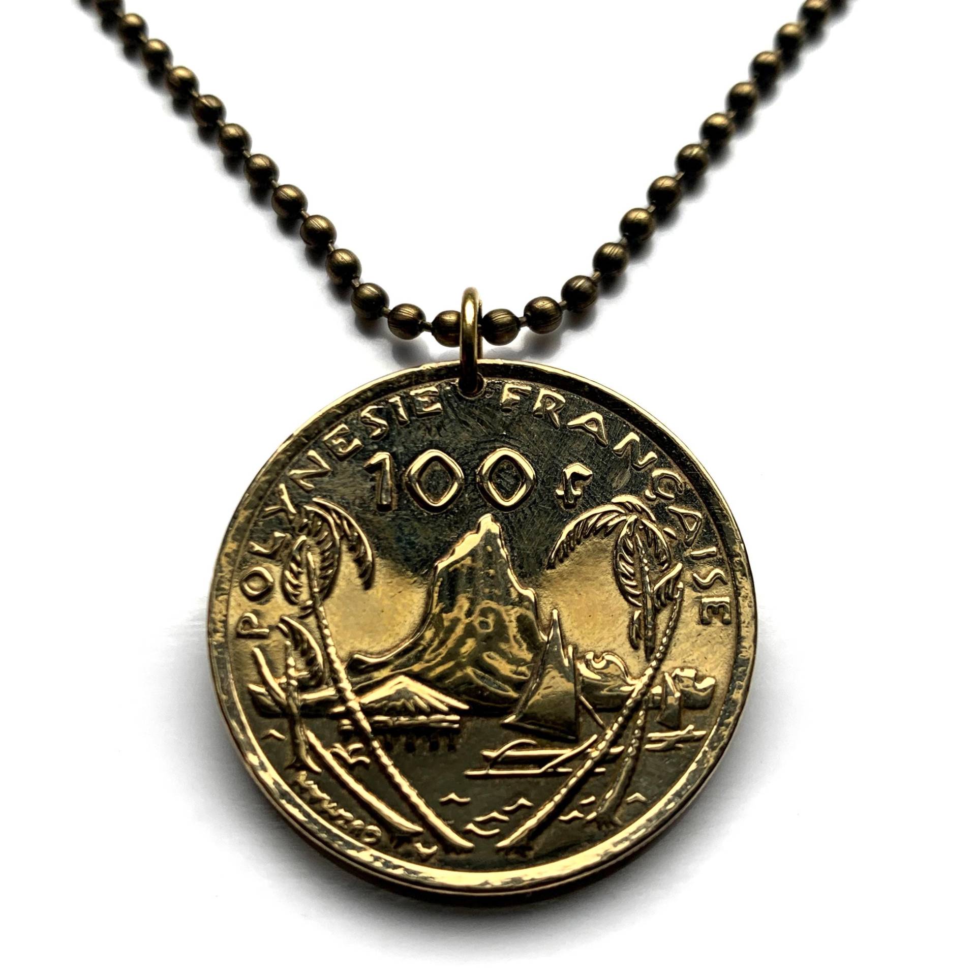 2014 Französisch-Polynesien Tahiti 100 Francs Münze Anhänger Morea Hafen Koch Bay Huahine Südsee Maori Tiki Papeete Maohis Charm N002929 von coinedJEWELRY