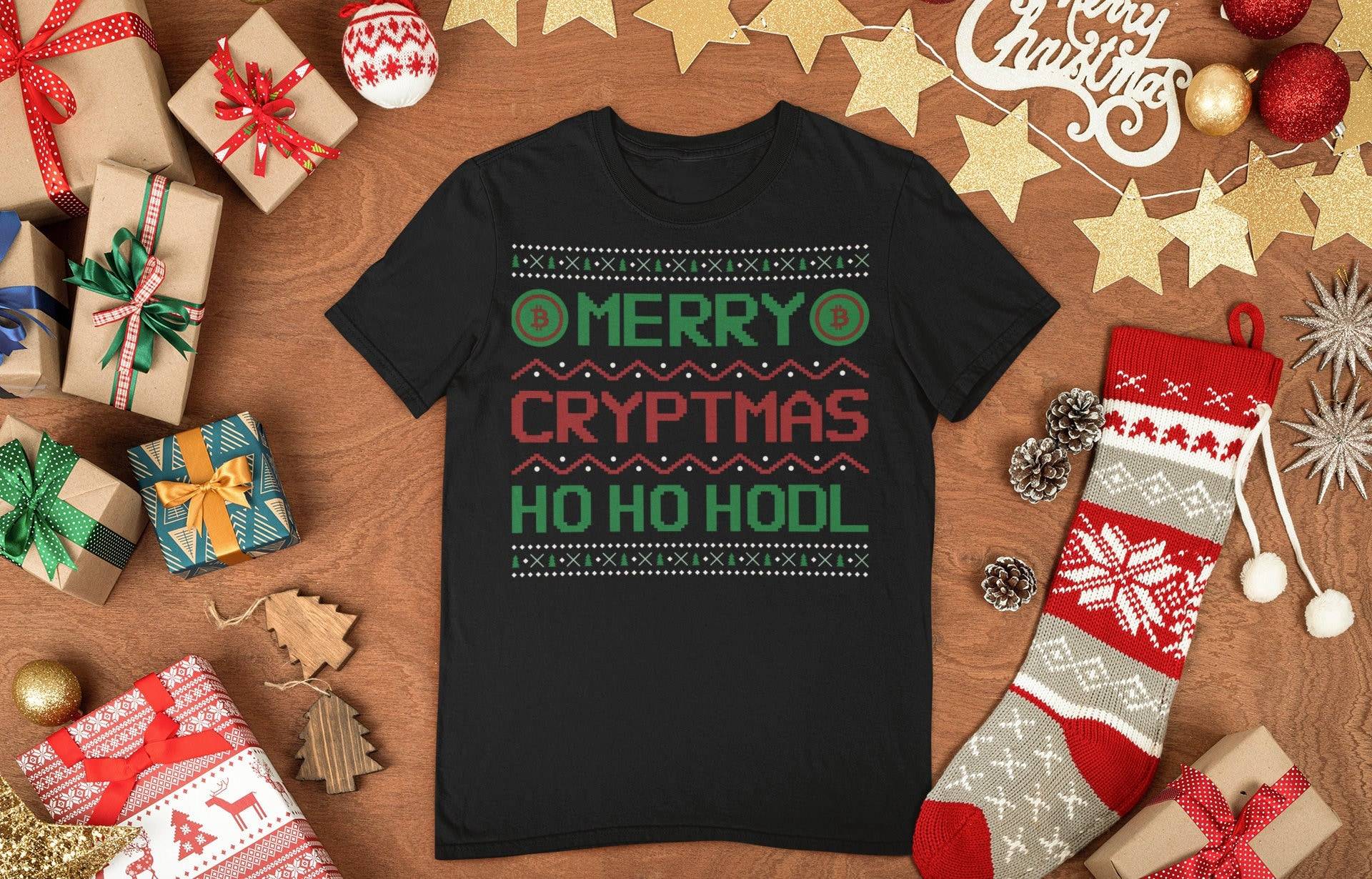 Bitcoin Merry Cryptmas Hodl - Ugly Christmas T-Shirt Bitcoin Merry Cryptmas Hodl - Ugly Christmas T-Shirt von coinstopDE