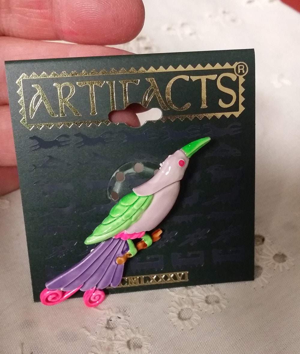 1986 Nos Neon Emaille Paradiesvogel Pin Brosche Jonette Schmuck Artefakte Jj Neu Auf Karte von collectiblejewels