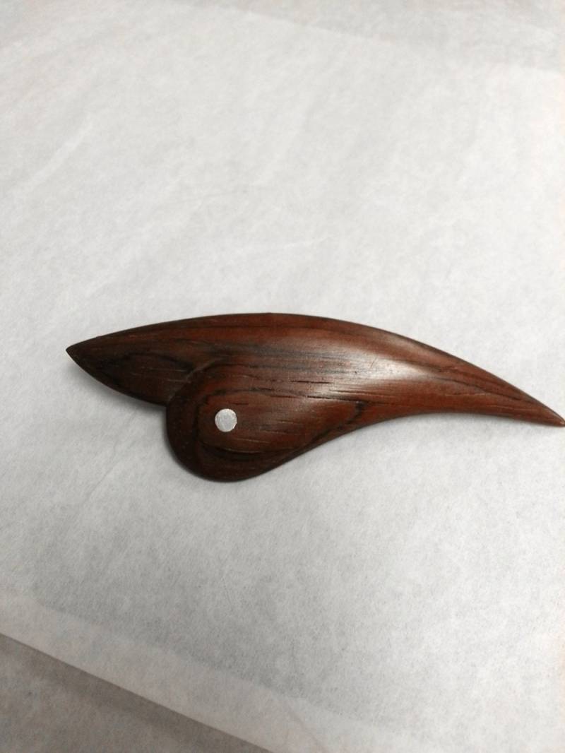 Mid-Century Art Moderne Teak Holz Pin Intarnt Silber Von Hand Gefertigt von collectiblejewels