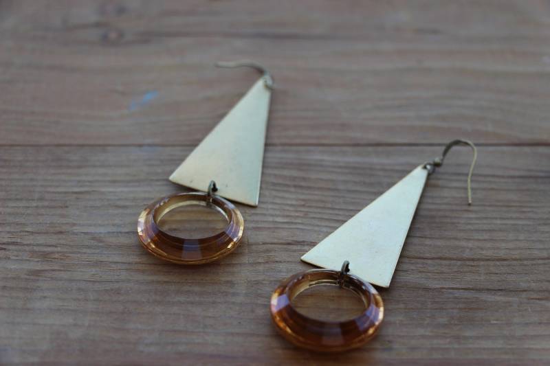 Dreieck Und Gold Aussage Ohrringe Dreieck Und Gold Aussage Ohrringe von collectingnectar