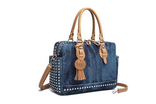collezione alessandro Handtasche Denim aus griffigem Jeansstoff mit Nieten 34cm x 24cm x 12cm von collezione alessandro