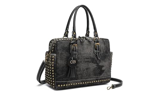 collezione alessandro Handtasche Denim aus griffigem Jeansstoff mit Nieten 34cm x 24cm x 12cm von collezione alessandro