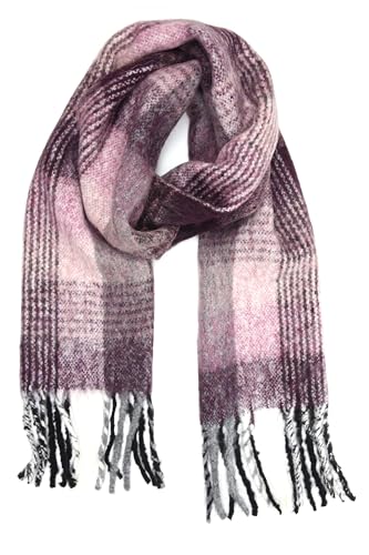 collezione alessandro Italienischer Schal Beth kariert mit Fransen 210cm x 30cm von collezione alessandro