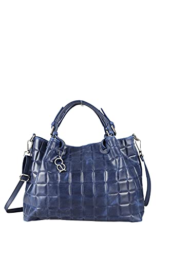 collezione alessandro Schultertasche Blue aus weichem Leder 35cm x 27cm x 16cm von collezione alessandro