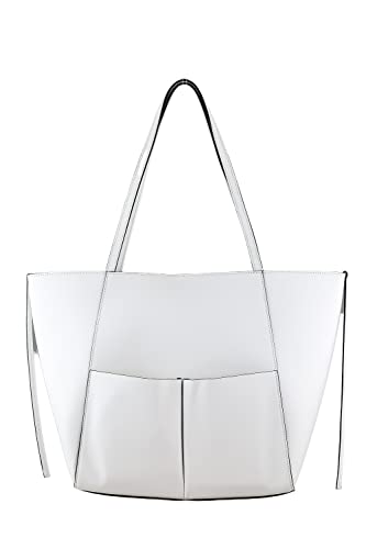 collezione alessandro Schultertasche Giganto aus weißem Leder, Made in Italy 47cm x 32cm x 14cm von collezione alessandro