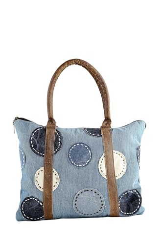 collezione alessandro Schultertasche Patchwork aus Jeansstoff mit Leder Henkel 39cm x 32cm x 3cm von collezione alessandro