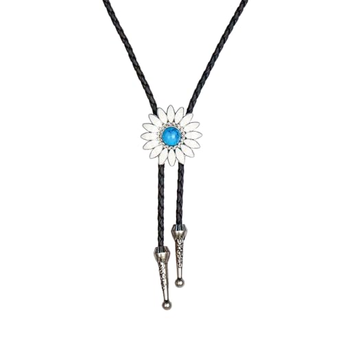 color cosplayer Bolo-Krawatten-Halskette, Cowboy-Zubehör für Damen und Herren, lange Halskette für handgefertigten Schmuck, Blaue Gänseblümchen, Einheitsgröße von color cosplayer