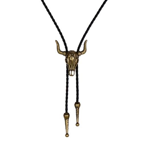 color cosplayer Bolo-Krawatten-Halskette, Cowboy-Zubehör für Damen und Herren, lange Halskette für handgefertigten Schmuck, Goldener Stierkopf, Einheitsgröße von color cosplayer