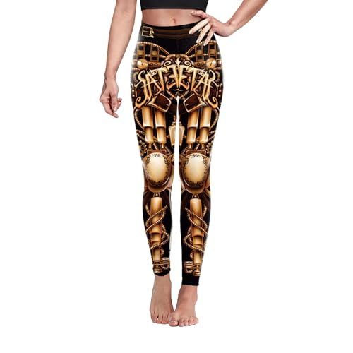 color cosplayer Frauen Steampunk Retro Leggings Comic Cosplay Punk Print Polyester Gothic Hosen Capris Hosen S-4XL Plus Größe, Steampunk Retro 10, S von color cosplayer
