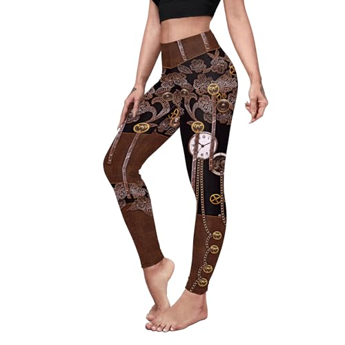 color cosplayer Frauen Steampunk Retro Leggings Comic Cosplay Punk Print Polyester Gothic Hosen Capris Hosen S-4XL Plus Größe, Steampunk Retro 12, Groß von color cosplayer